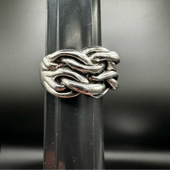 Chunky Silver Tone Braided Knot Thumb? Ring Size 8.5 - Picture 8 of 11